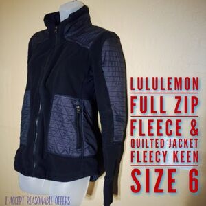 Lululemon Fleece & Quilted Fleecy Keen Full Front Zip Fitted Black Jacket Size 6